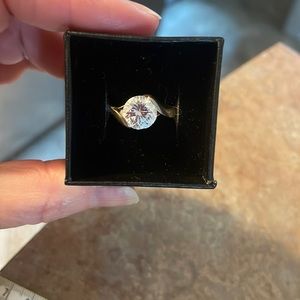 JJJ plus gold plated  diamond  ring huge Like 2- 3 C cm size6 925
